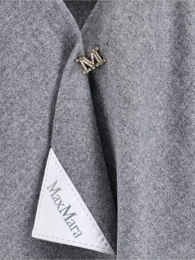 Max Mara Logo-plaque Cape In Gray