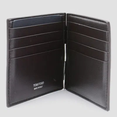 Tom Ford Crocodile Embossed Bi-fold Wallet Clip In Black