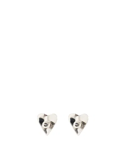Alaïa Alaia Le Coeur Torn Silver Earrings Women In Neutral