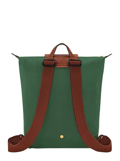 Longchamp Backpack With Adjustable Straps And Buckle Detail In Green