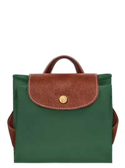 Longchamp Backpack With Adjustable Straps And Buckle Detail In Green