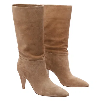 Gianvito Rossi Pointed Toe Suede Finish Ankle Boots In Brown