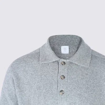 Eleventy Ribbed Crewneck Sweater With Cuffs And Hem In Gray