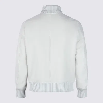 Eleventy Cashmere And Wool Bomber Jacket With Horn Button Closure In White