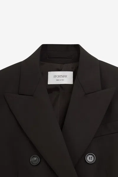Sportmax Double-breasted Tailored Blazer In Natural Stretch Wool In Brown