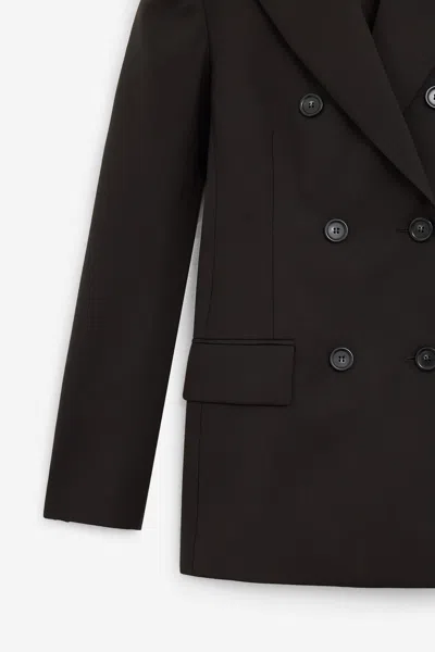 Sportmax Double-breasted Tailored Blazer In Natural Stretch Wool In Brown