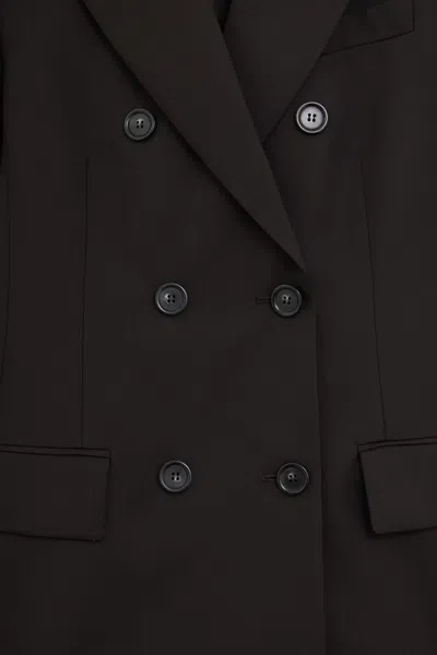 Sportmax Double-breasted Tailored Blazer In Natural Stretch Wool In Brown