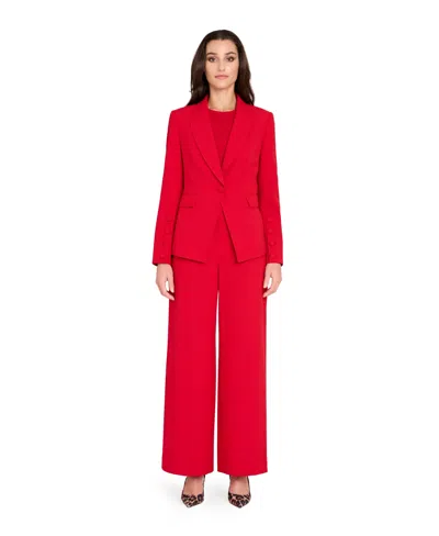 Tahari Asl Women's Mid-rise Wide Leg Pants In Red