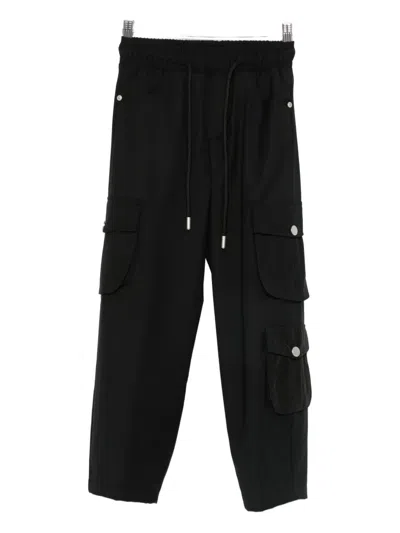 Yes London Wool Drawstring Trousers In Black