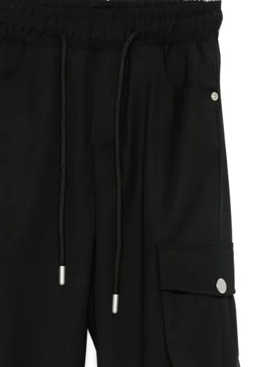 Yes London Wool Drawstring Trousers In Black