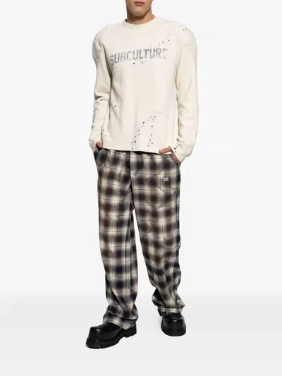 Misbhv Plaid Straigth-leg Trousers In Multi