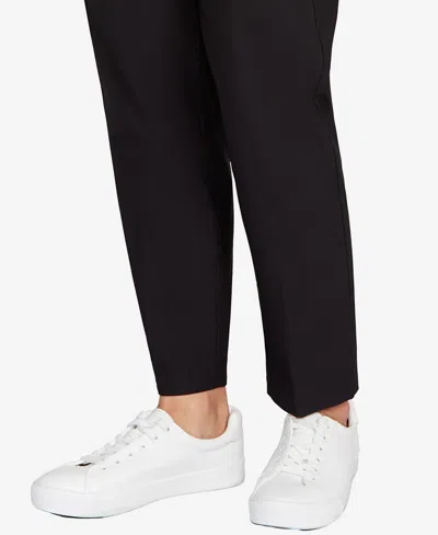 Ruby Rd. Petite Mid-rise Pull-on Straight Solar Millennium Tech Ankle Pants In Black