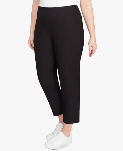 Ruby Rd. Plus Size Smooth Silky Tech Knit Ankle Pants In Black