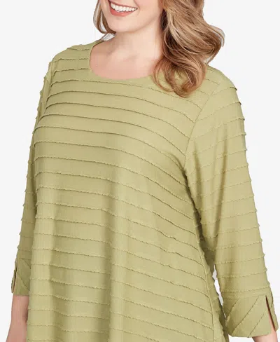 Ruby Rd. Plus Size Scalloped Jacquard Knit Top In Green