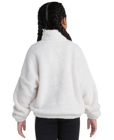 Adidas Originals Sherpa Big Kid Girls Mock Neck Long Sleeve Active Quarter-zip Pullover In White