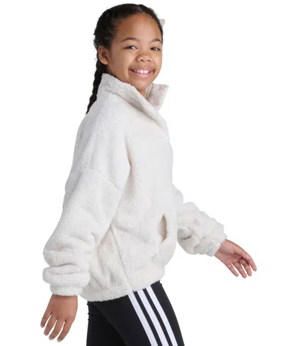 Adidas Originals Sherpa Big Kid Girls Mock Neck Long Sleeve Active Quarter-zip Pullover In White