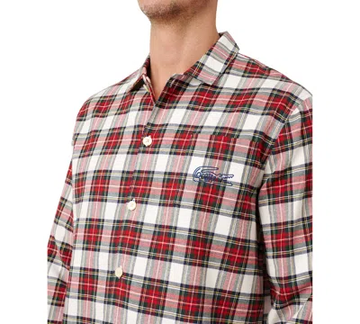 Lacoste Men's Plaid Pattern Pajama Set In Red