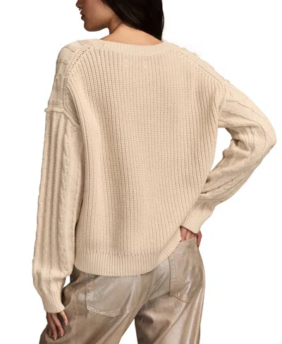 Lucky Brand Cable Stitch Crewneck Cotton Sweater In Neutral