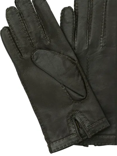 Restelli Wrist Length Soft Texture Stitch Detail Gloves In Black
