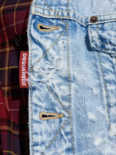 Dsquared2 Distressed Denim Jacket In Blue