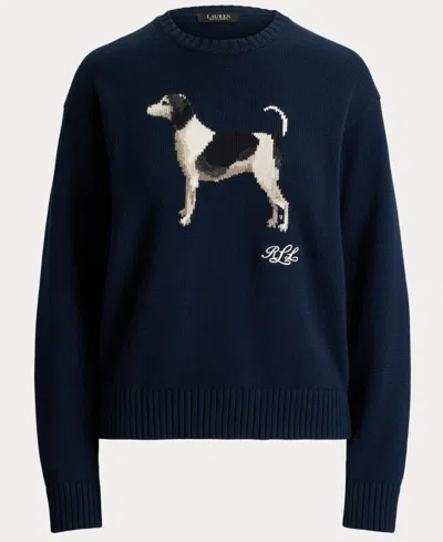 Ralph Lauren 'english Foxhound' Intarised Sweater In Blue