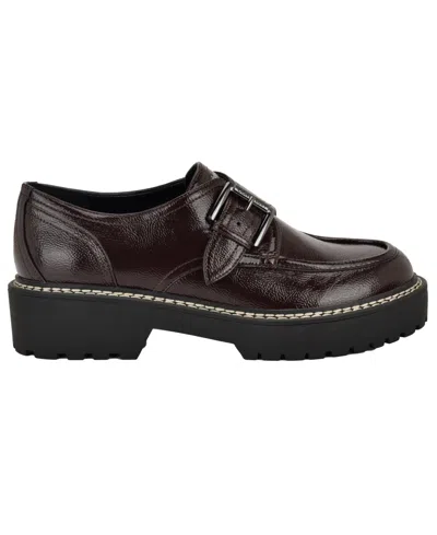 Calvin Klein Women's Saundee Lug Sole Loafers In Burgundy
