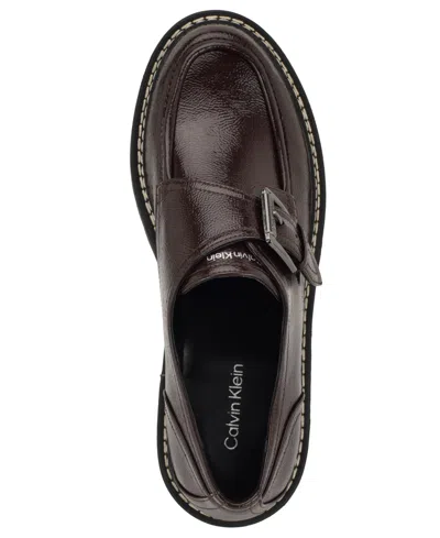 Calvin Klein Women's Saundee Lug Sole Loafers In Burgundy
