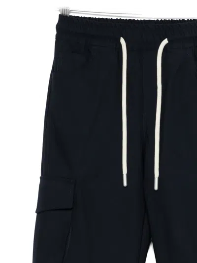 Yes London Drawstring Cargo Trousers In Blue