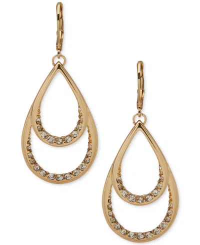 Anne Klein Glass Stone Gold-tone Teardrop Earrings In Gold