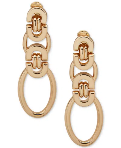 Anne Klein Gold-tone Linked Chain Linear Earrings In Gold