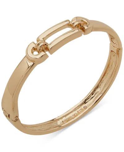 Anne Klein Gold-tone Linked Chain Open Hinge Bracelet In Gold