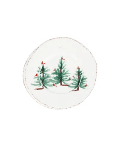 Vietri Lastra Holiday Round Ornament In White