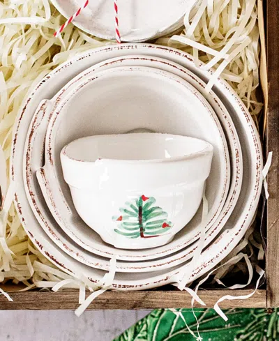 Vietri Lastra Holiday Assorted Prepping Bowls, Set Of 4 In White