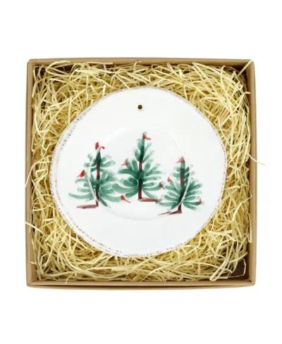 Vietri Lastra Holiday Round Ornament In White