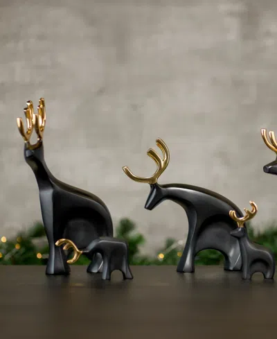 Nambe Nambé Prancer Set Of 3 Reindeer Figurines In Black
