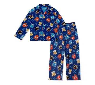 Sonic Toddler Boys 2-piece Coat-style Top And Pants Pajama Set In Multi