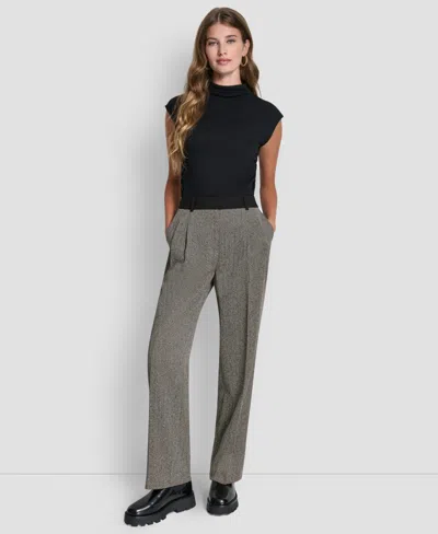 Dkny Petite Double Pleat Trousers In Animal Print