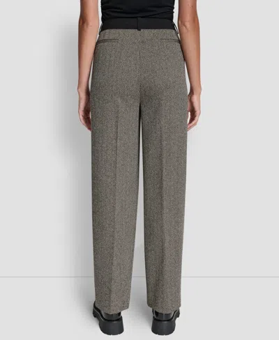 Dkny Petite Double Pleat Trousers In Animal Print