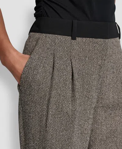 Dkny Petite Double Pleat Trousers In Animal Print