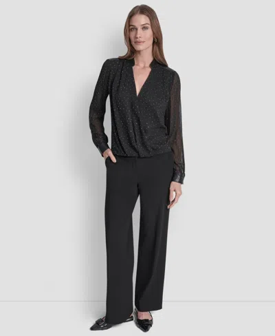 Dkny Women's Embellished Surplice Neck Top In Multi