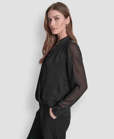 Dkny Women's Embellished Surplice Neck Top In Multi