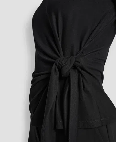 Dkny Women's Short Sleeve Rib Knit Waist Tie Detail Top In Black