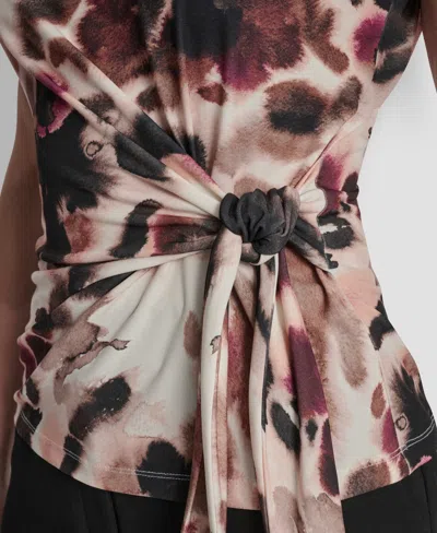 Dkny Women's Short Sleeve Printed Jersey Knit Top In Multi