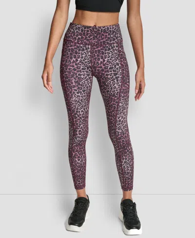Dkny Sport Women's Printed High-waist 7/8 Tights In Animal Print