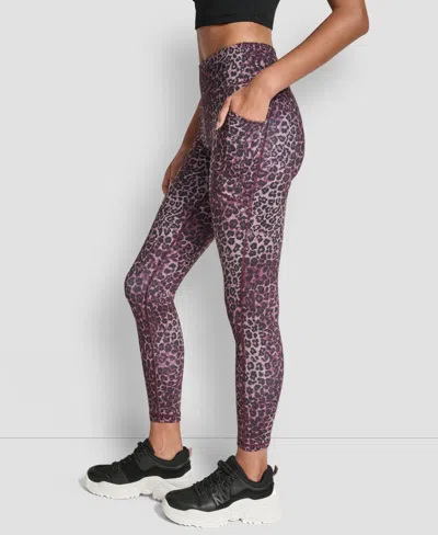Dkny Sport Women's Printed High-waist 7/8 Tights In Animal Print