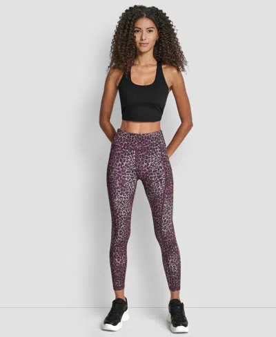 Dkny Sport Women's Printed High-waist 7/8 Tights In Animal Print