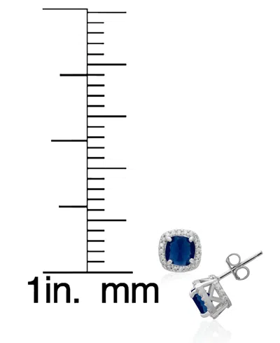 Macy's 2-piece Set Lab Grown White Opal (2 Ct. T.w.) And Sapphire (5 Ct. T.w.) Cushion Halo Pendant Necklac In Metallic