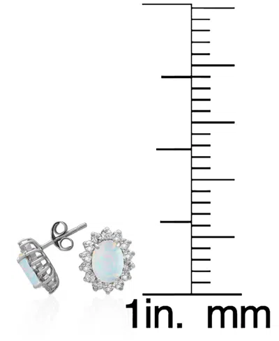 Macy's 2-piece Set Lab Grown White Opal (1.50 Ct. T.w.) And White Sapphire (3-1/5 Ct. T.w.) Lady Di Pendant In Metallic