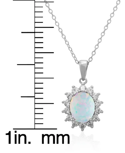 Macy's 2-piece Set Lab Grown White Opal (1.50 Ct. T.w.) And White Sapphire (3-1/5 Ct. T.w.) Lady Di Pendant In Metallic