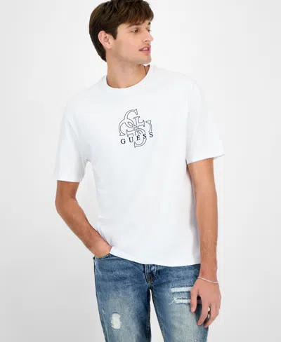 Guess Men's Quattro G Relaxed Fit Short Sleeve Crewneck Graphic T-shirt In White